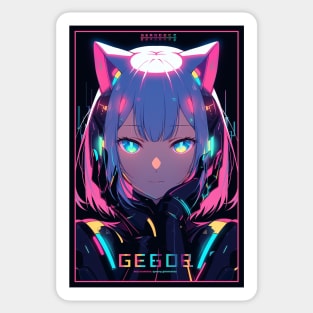 Anime Cat Girl | Quality Anime Design | Chibi Cat Girl Miaw | Manga Anime Art Sticker